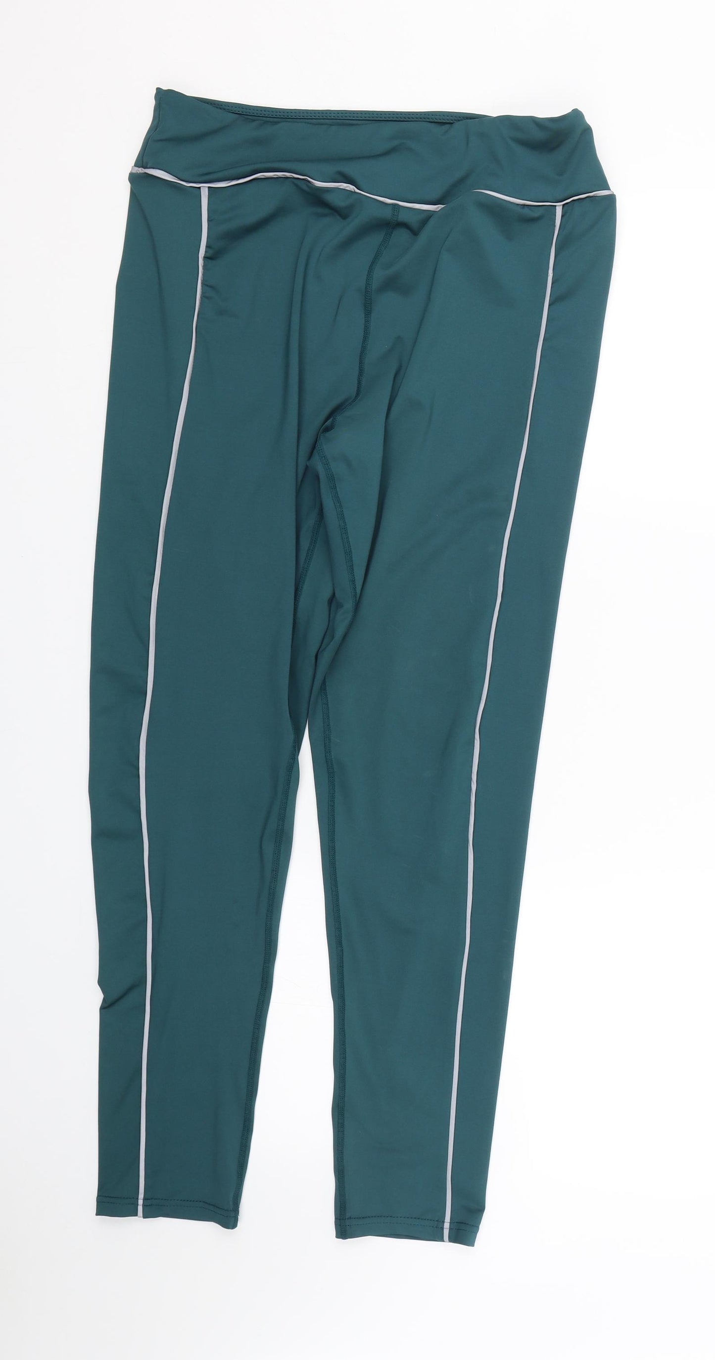 PRETTYLITTLETHING Womens Green   Compression Leggings Size 16 L25 in