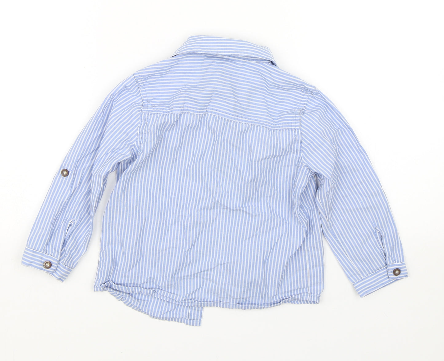 JoJo Maman Bébé Boys Blue Striped  Basic Button-Up Size 3-4 Years