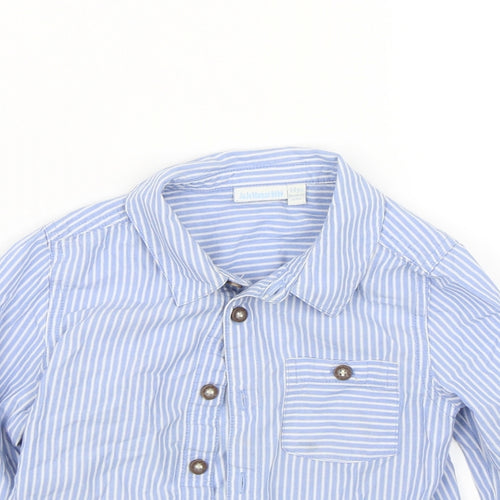 JoJo Maman Bébé Boys Blue Striped  Basic Button-Up Size 3-4 Years