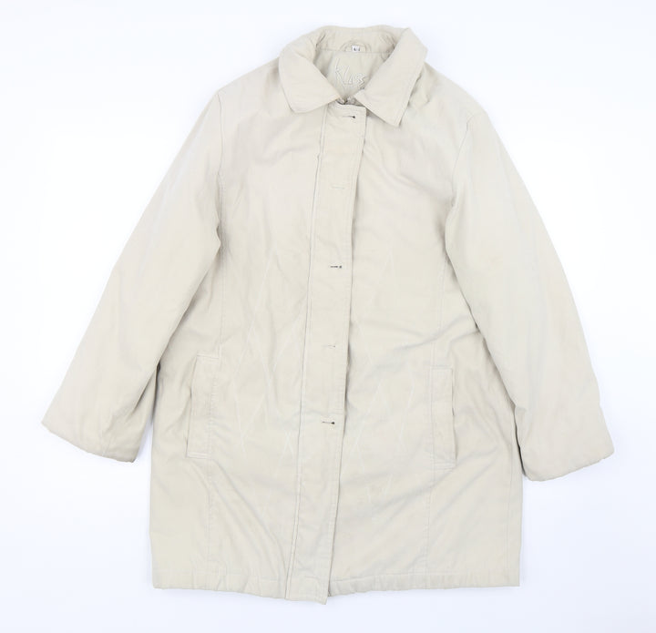 Klass Womens Beige Overcoat Coat Size L