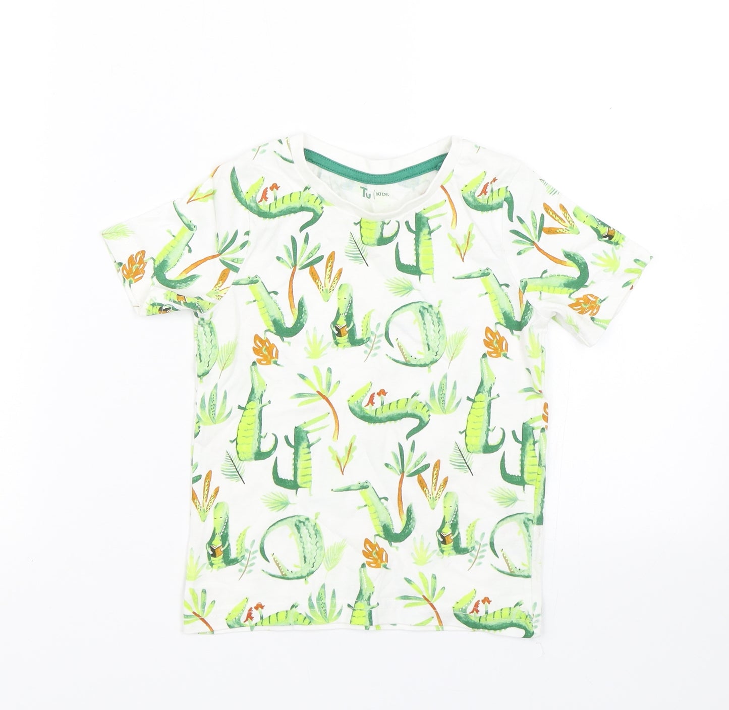 TU Boys White Animal Print  Basic T-Shirt Size 18-24 Months  - Crocodiles