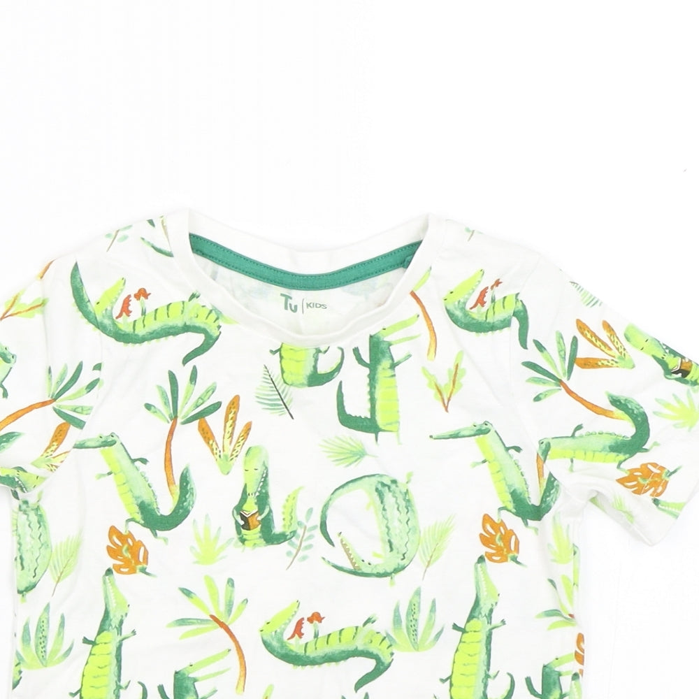 TU Boys White Animal Print  Basic T-Shirt Size 18-24 Months  - Crocodiles