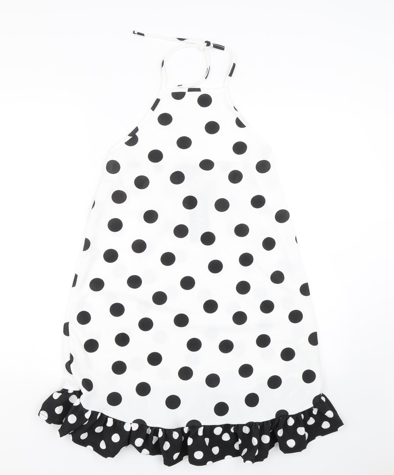 Boohoo Womens White Polka Dot  Fit & Flare  Size 10