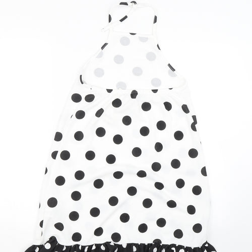 Boohoo Womens White Polka Dot  Fit & Flare  Size 10
