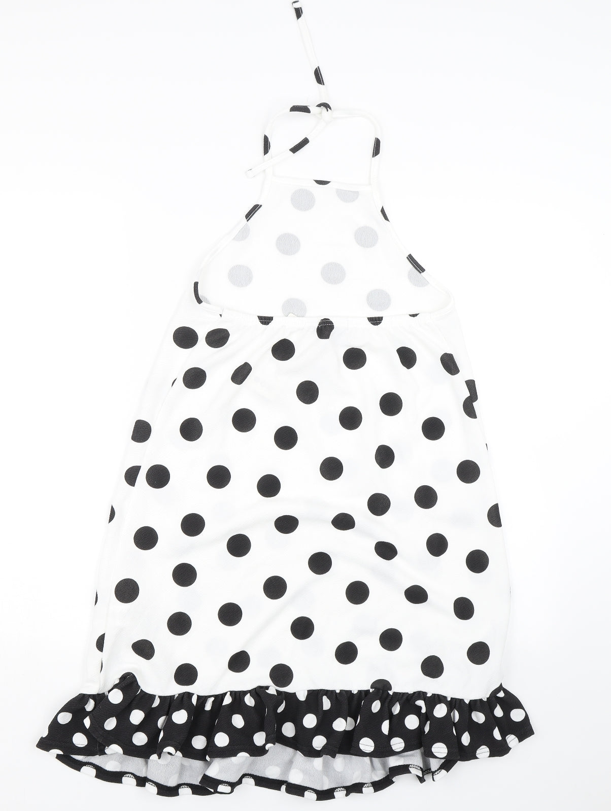 Boohoo Womens White Polka Dot  Fit & Flare  Size 10