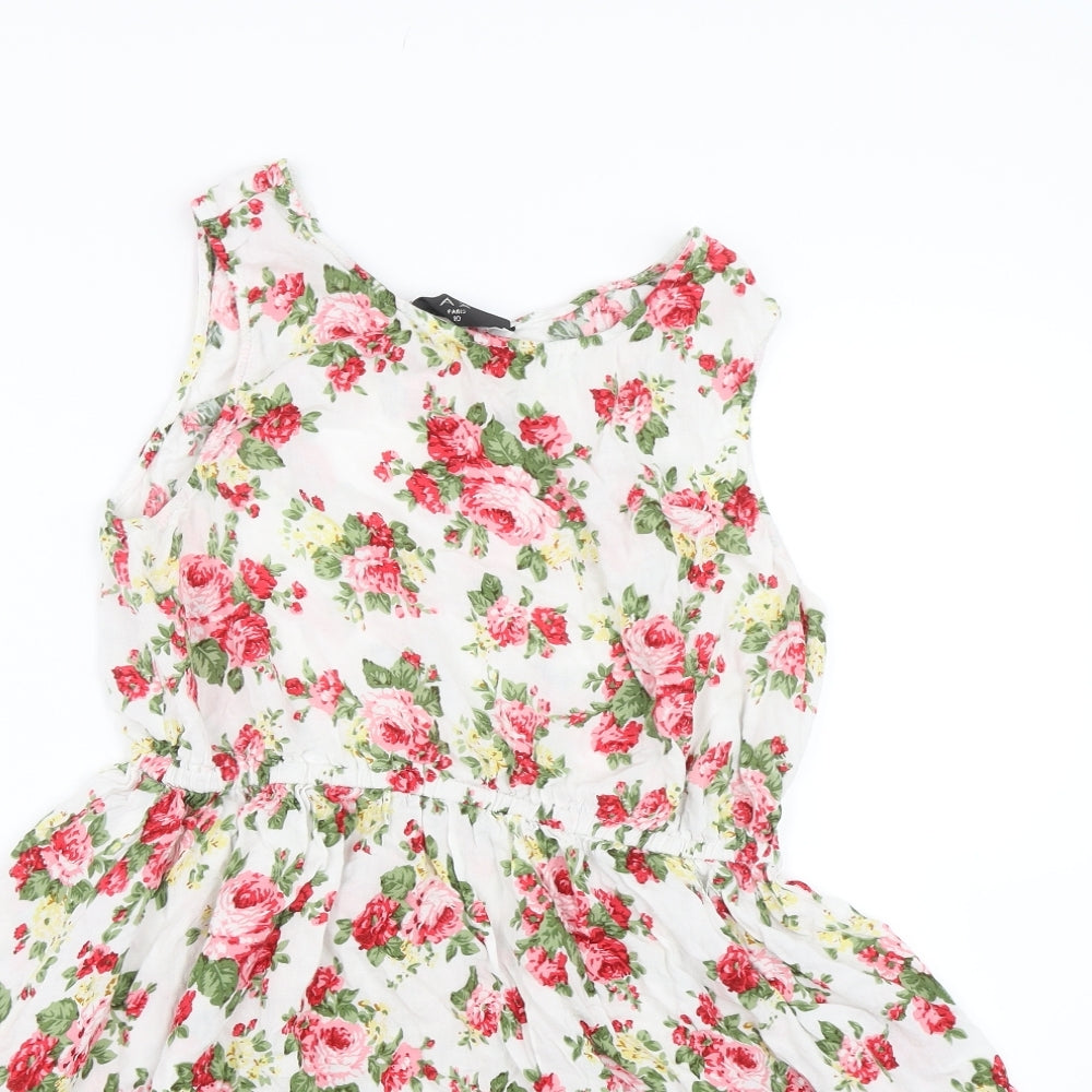 AX  Womens White Floral  Tank Dress  Size 10