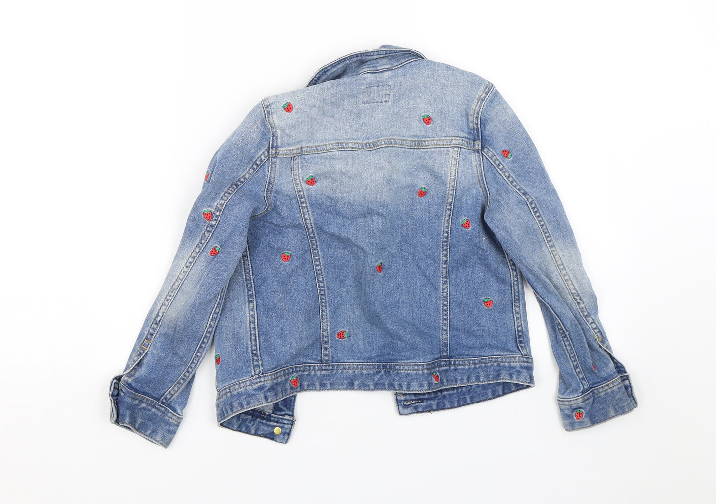Crewcuts Girls Blue Polka Dot Denim Jacket  Size 8 Years  - Strawberries