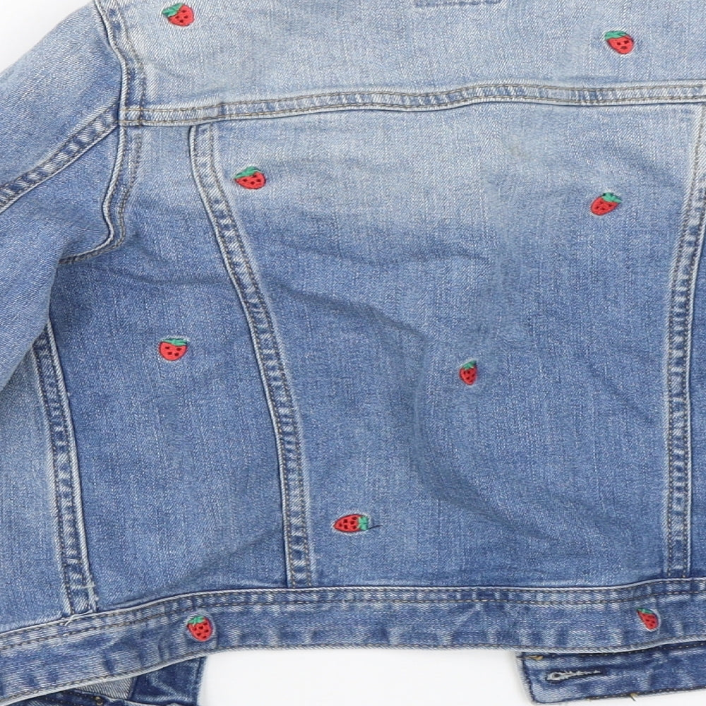 Crewcuts Girls Blue Polka Dot Denim Jacket  Size 8 Years  - Strawberries