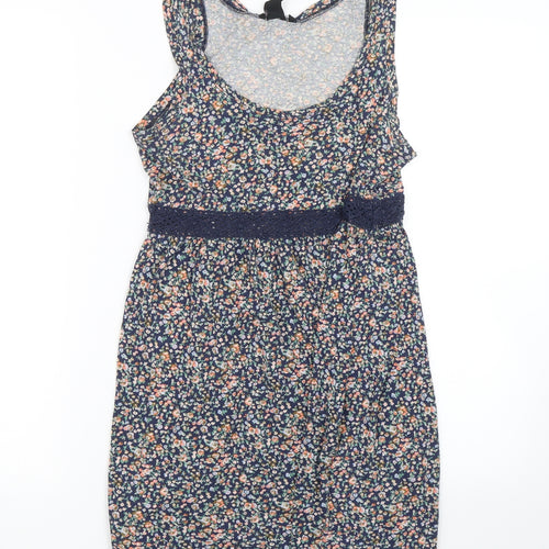 H&M Womens Blue Floral  Tank Dress  Size XS
