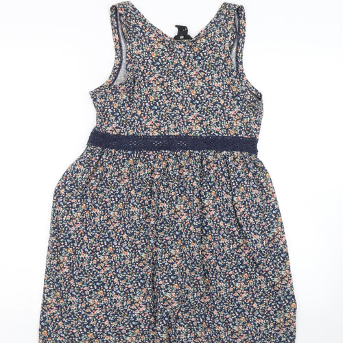 H&M Womens Blue Floral  Tank Dress  Size XS