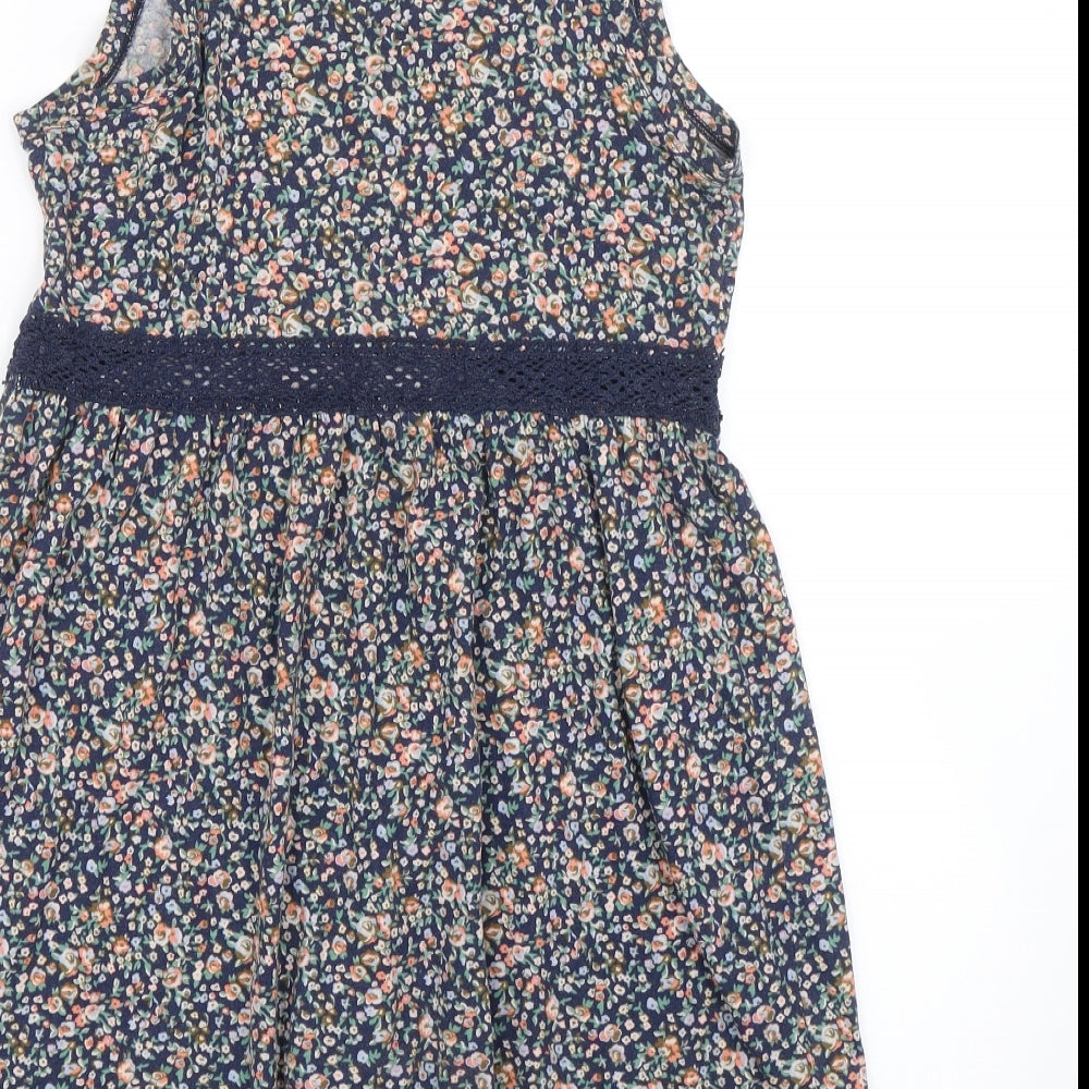 H&M Womens Blue Floral  Tank Dress  Size XS