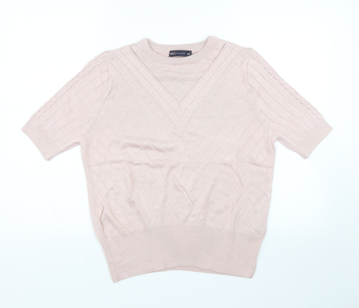 M&S Womens Pink   Basic T-Shirt Size 14