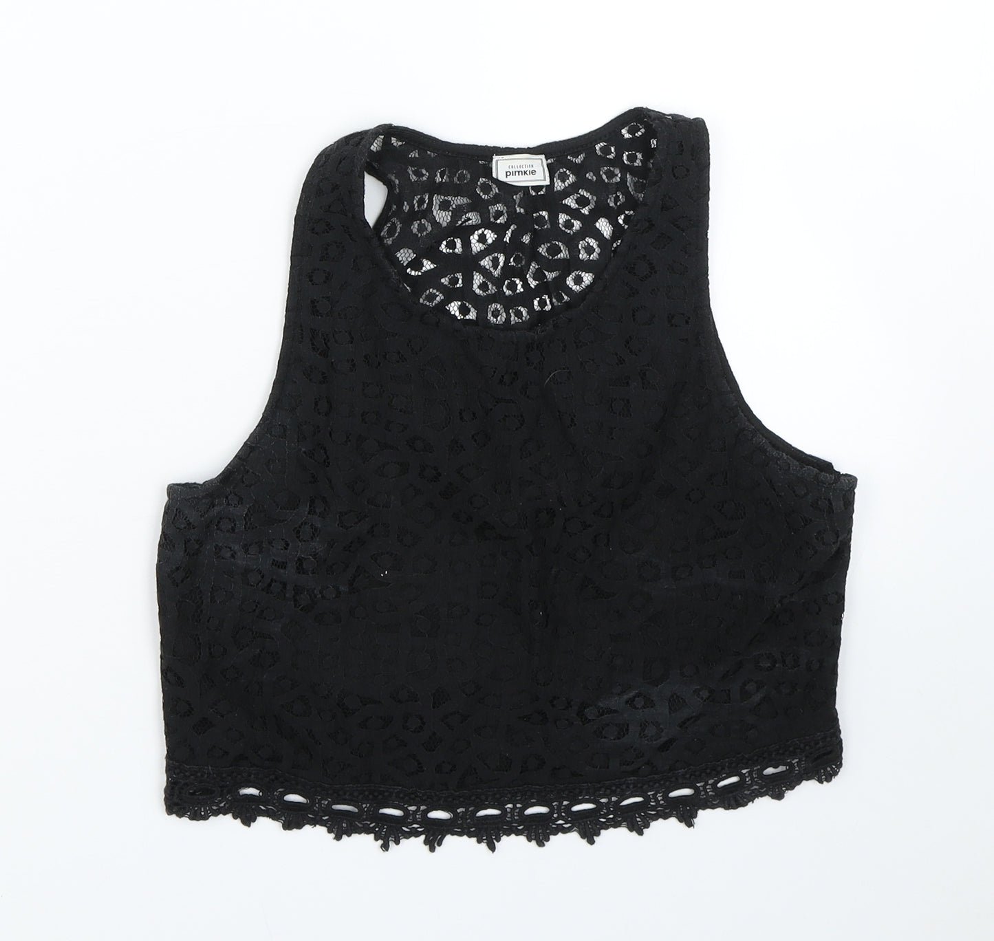 Pimke Womens Black Floral  Cropped Tank Size XS