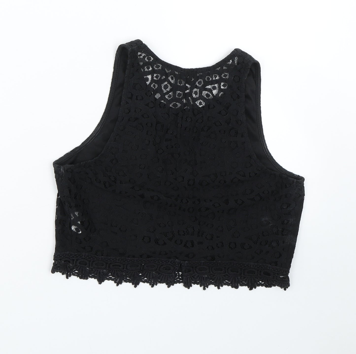 Pimke Womens Black Floral  Cropped Tank Size XS