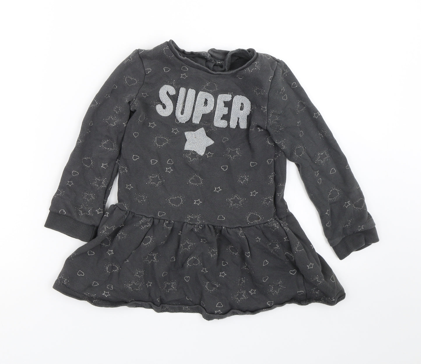 Mothercare Girls Grey Polka Dot  T-Shirt Dress  Size 3-4 Years