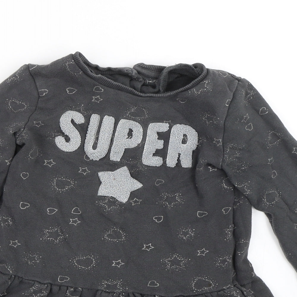 Mothercare Girls Grey Polka Dot  T-Shirt Dress  Size 3-4 Years