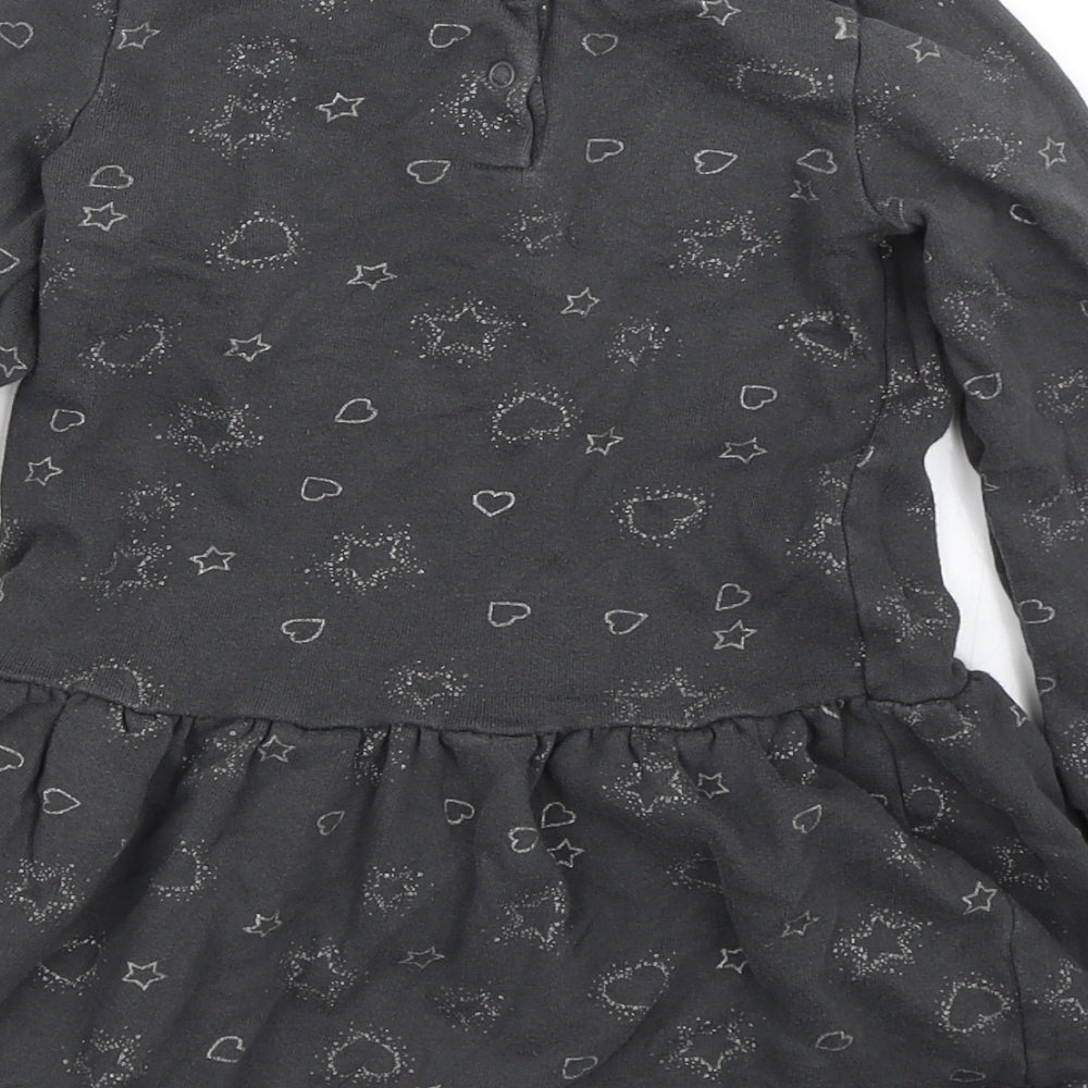 Mothercare Girls Grey Polka Dot  T-Shirt Dress  Size 3-4 Years