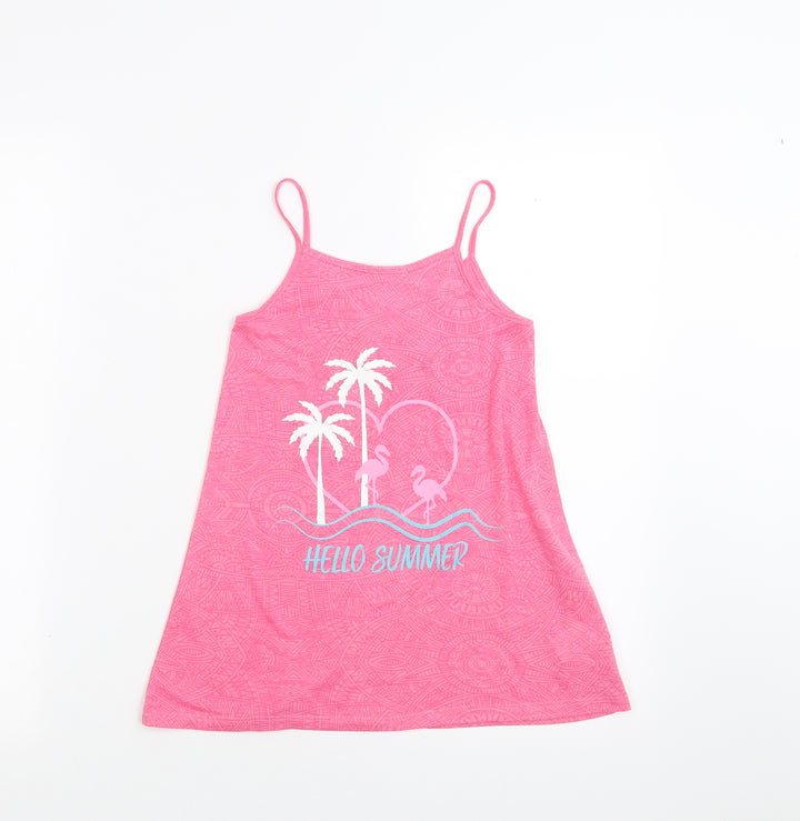 Matalan Girls Pink Geometric Camisole T-Shirt Size 4 Years - hello summer