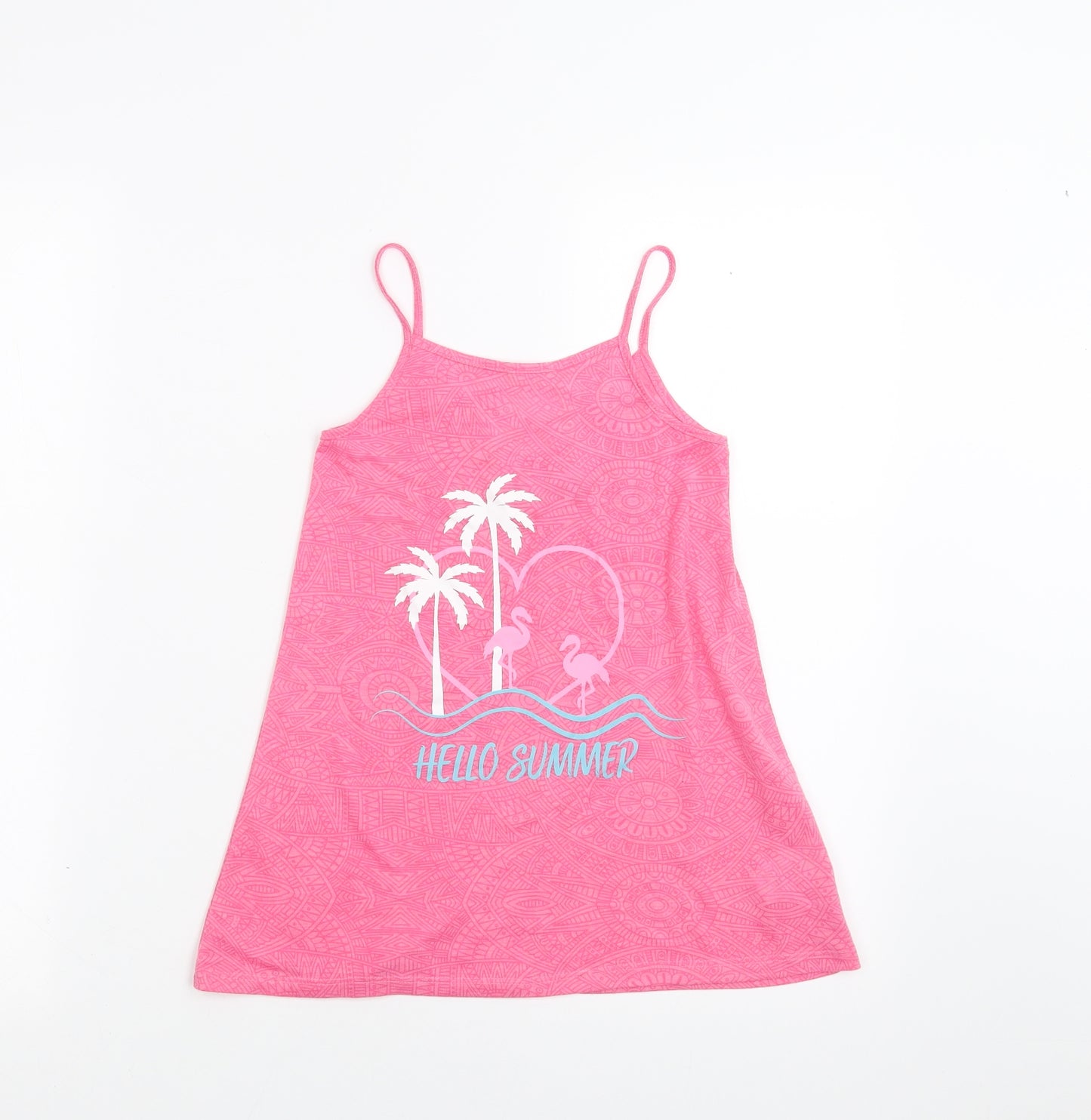 Matalan Girls Pink Geometric  Camisole T-Shirt Size 4 Years  - hello summer
