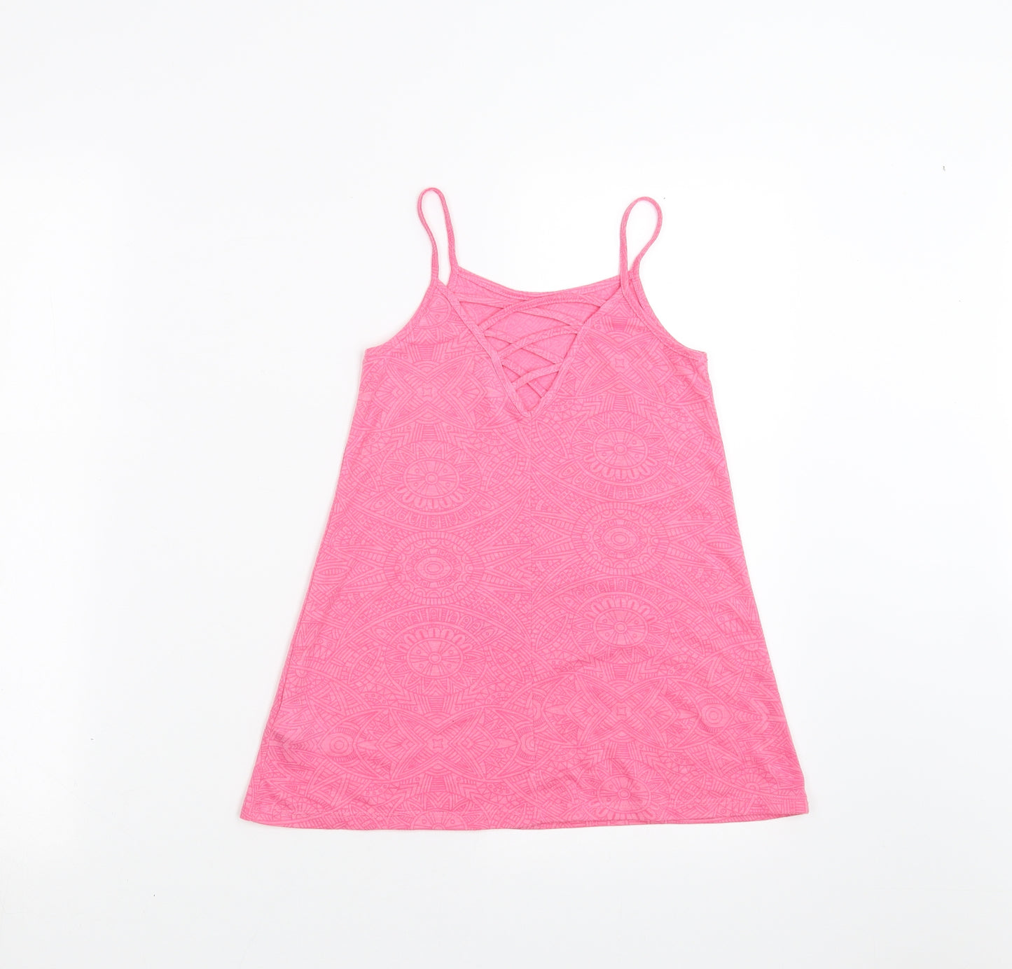 Matalan Girls Pink Geometric  Camisole T-Shirt Size 4 Years  - hello summer