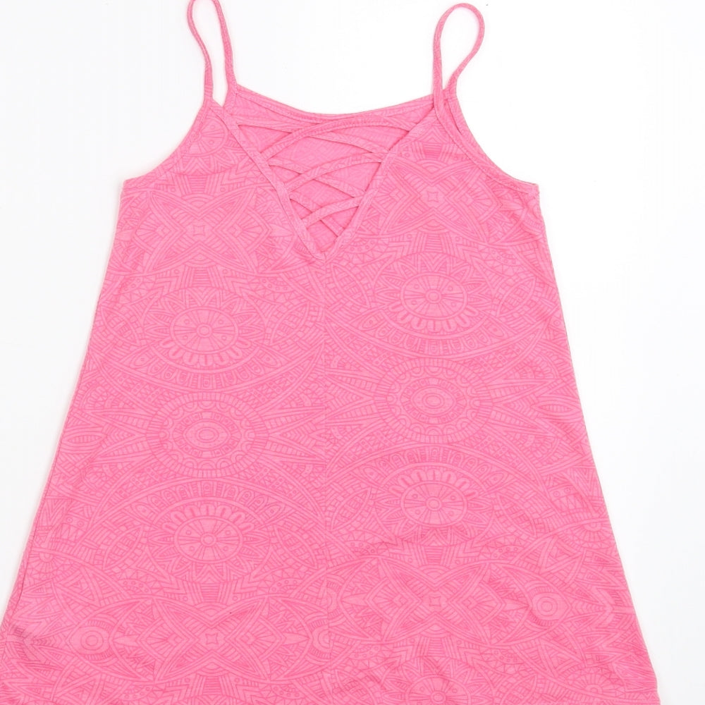 Matalan Girls Pink Geometric  Camisole T-Shirt Size 4 Years  - hello summer