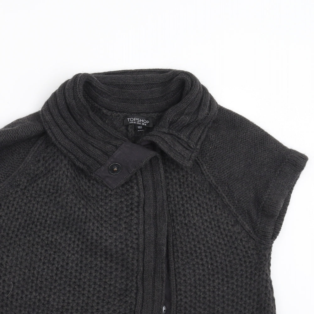 Topshop Womens Grey  Knit Cardigan Jumper Size 12