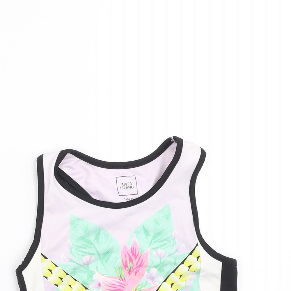 River Island Girls Multicoloured Floral  Cropped Tank Size 7-8 Years