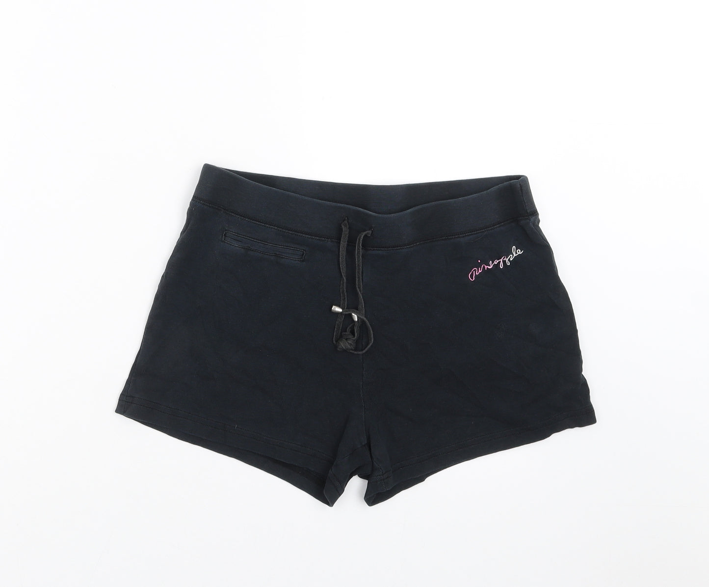 Pineapple Womens Black   Hot Pants Shorts Size 10
