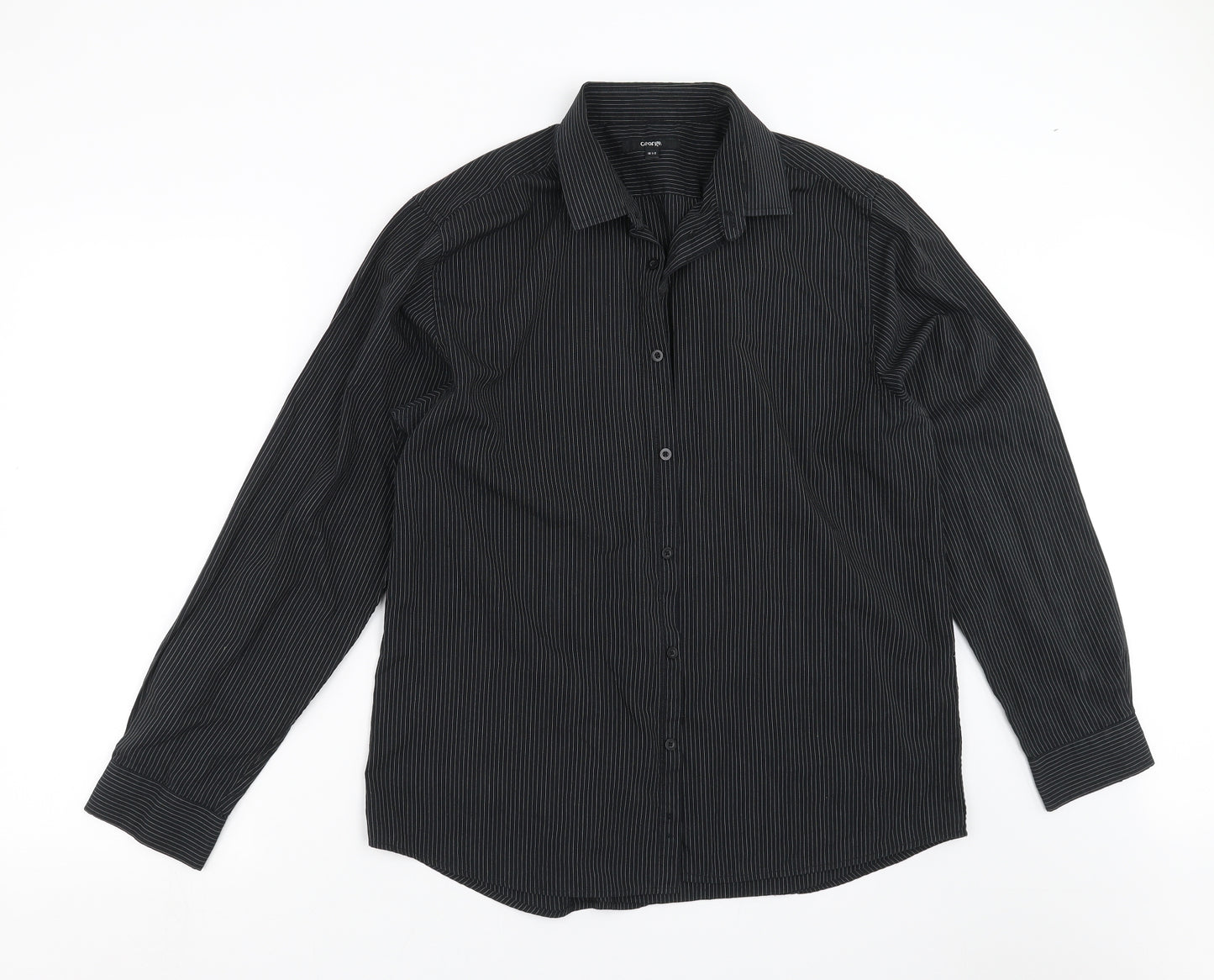 George Mens Black Striped   Dress Shirt Size 16.5