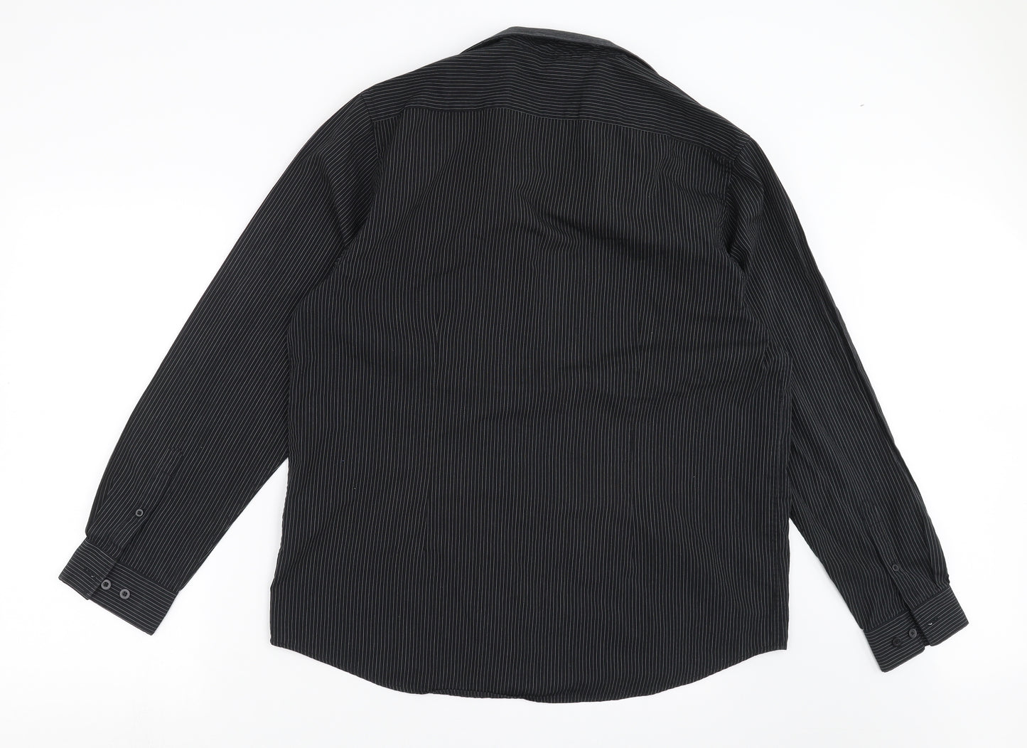 George Mens Black Striped   Dress Shirt Size 16.5