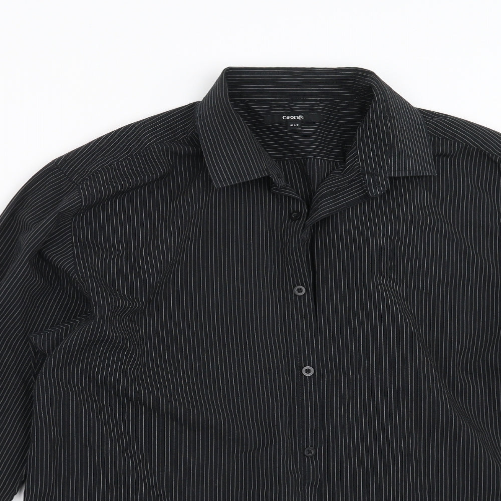 George Mens Black Striped   Dress Shirt Size 16.5