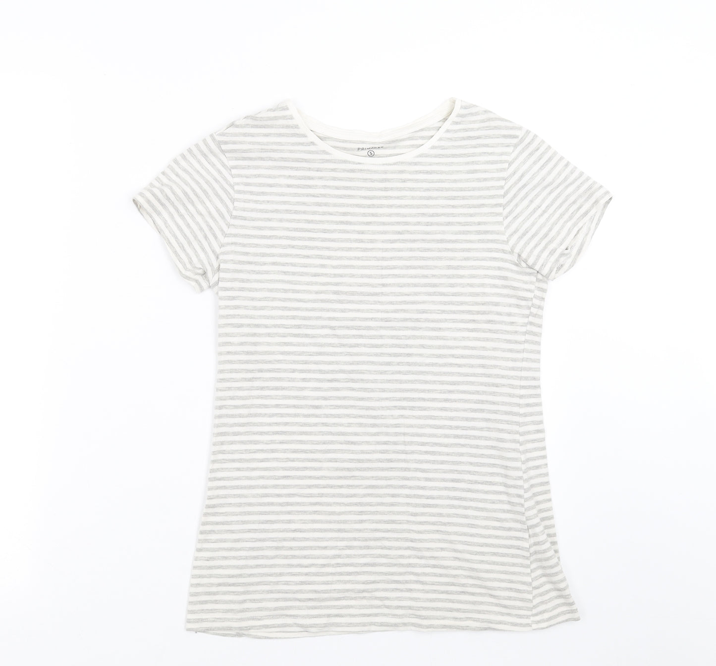 Primark Womens Grey Striped  Basic T-Shirt Size S