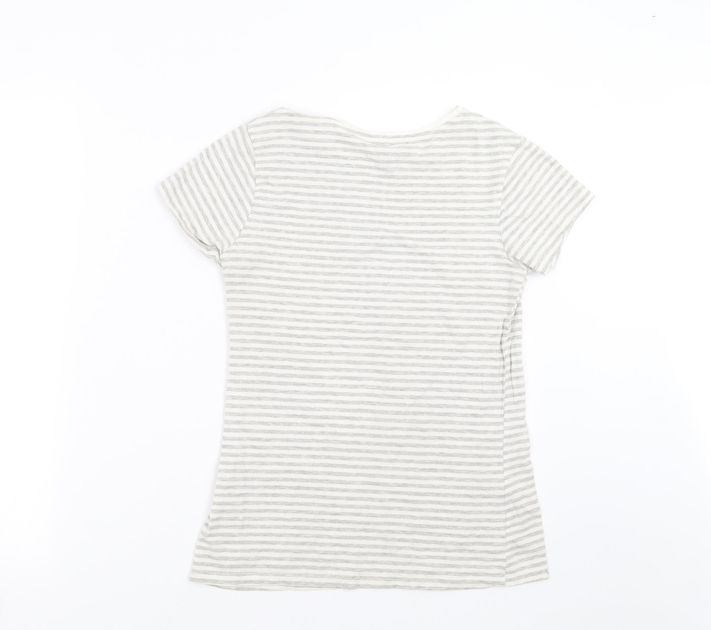 Primark Womens Grey Striped  Basic T-Shirt Size S