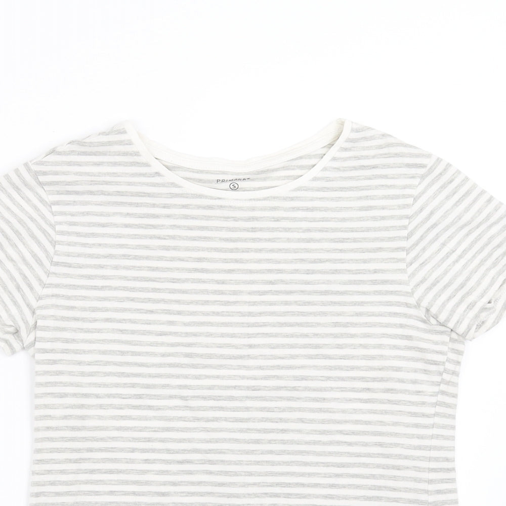 Primark Womens Grey Striped  Basic T-Shirt Size S