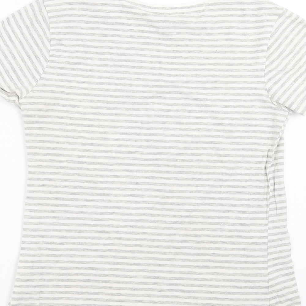 Primark Womens Grey Striped  Basic T-Shirt Size S