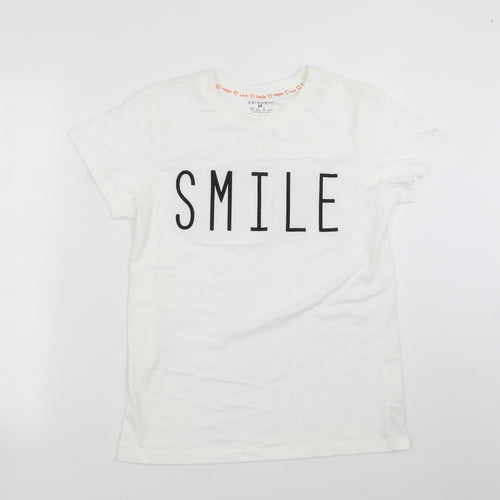 Primark Womens White   Basic T-Shirt Size XS  - SMILE