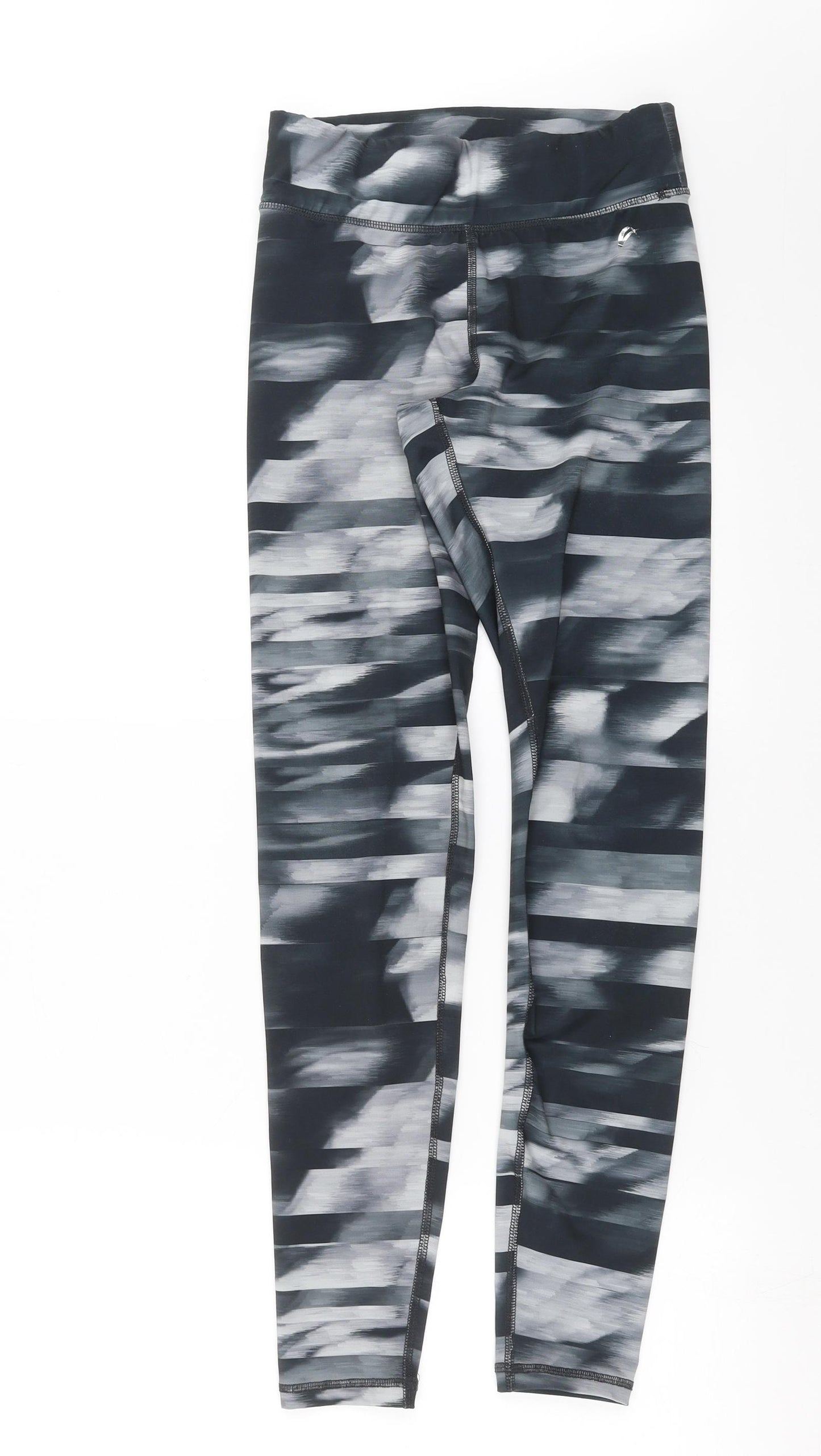 F&F Womens Black Striped  Compression Leggings Size S L29 in