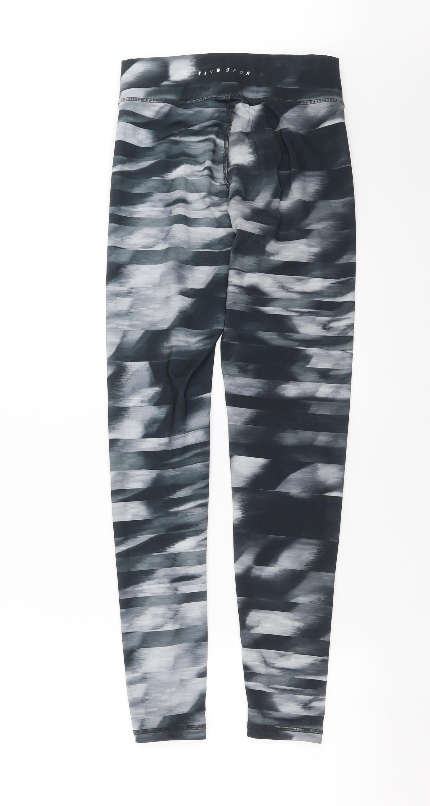F&F Womens Black Striped  Compression Leggings Size S L29 in