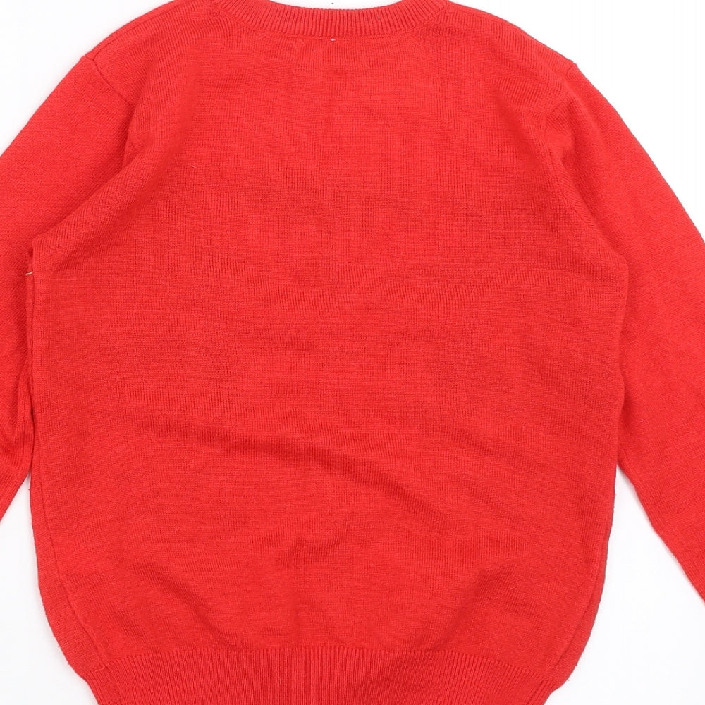 Primark Boys Red  Knit Pullover Jumper Size 7-8 Years  - christmas jumper