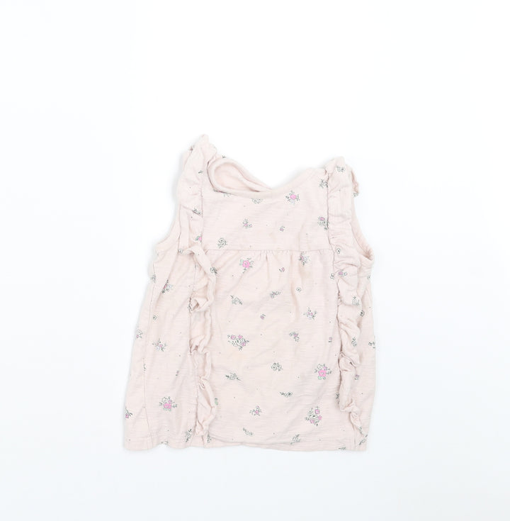 George Girls Pink Floral  Basic T-Shirt Size 3-4 Years