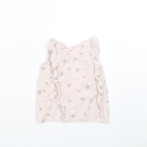 George Girls Pink Floral  Basic T-Shirt Size 3-4 Years