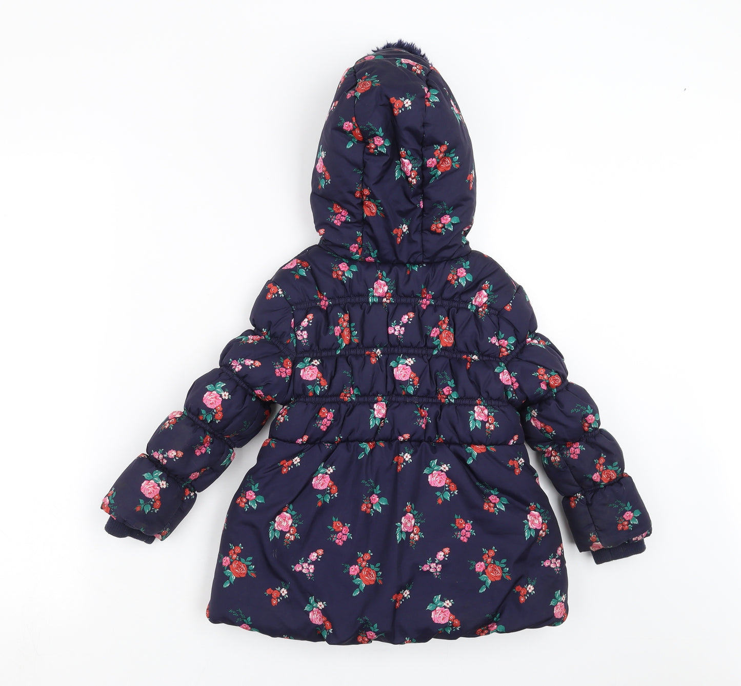 George Girls Blue Floral  Puffer Jacket Coat Size 4-5 Years