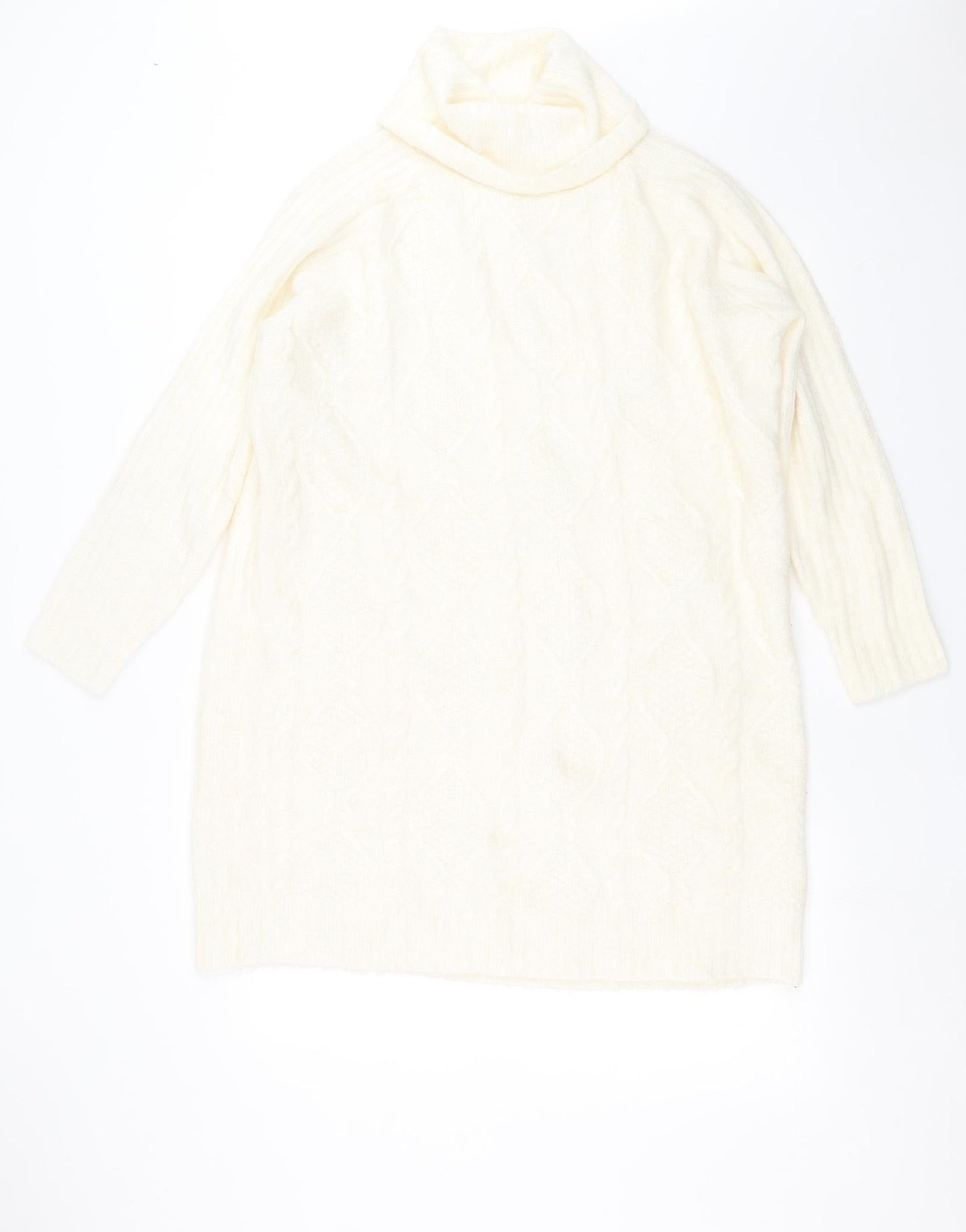 Primark Womens Ivory Geometric Knit Jumper Dress  Size M
