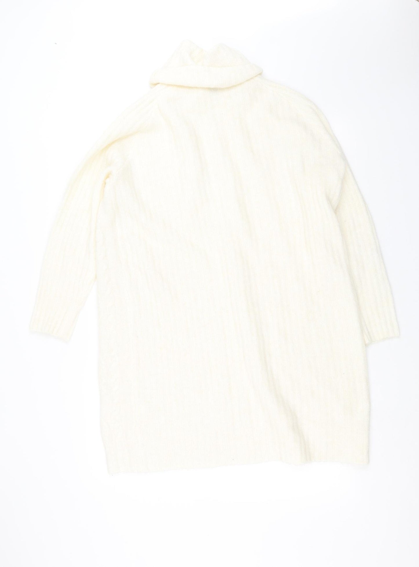Primark Womens Ivory Geometric Knit Jumper Dress  Size M