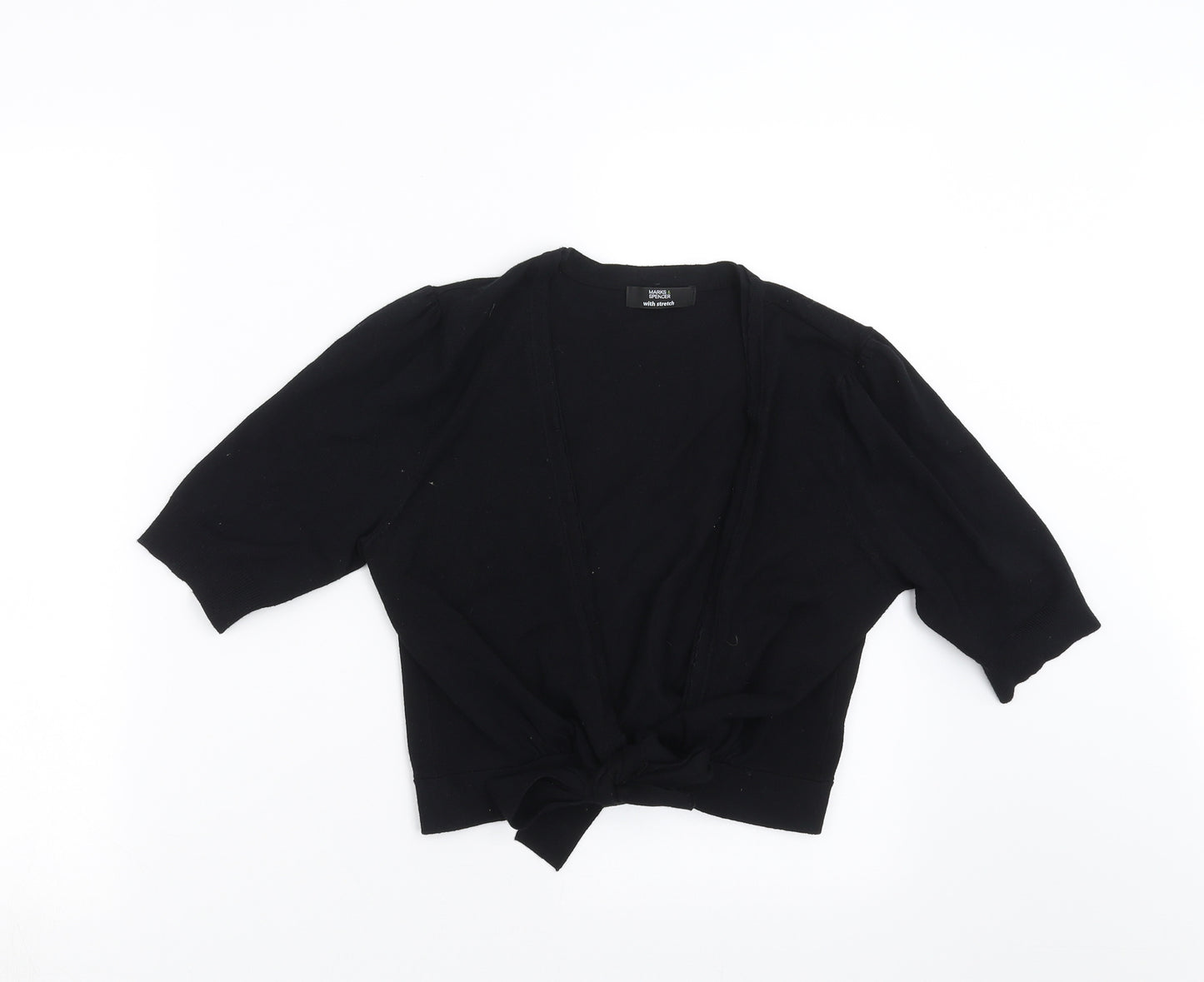 Marks and Spencer Womens Black  Knit Shrug Jumper Size 12  - tie Front Detail