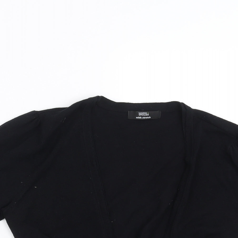 Marks and Spencer Womens Black  Knit Shrug Jumper Size 12  - tie Front Detail