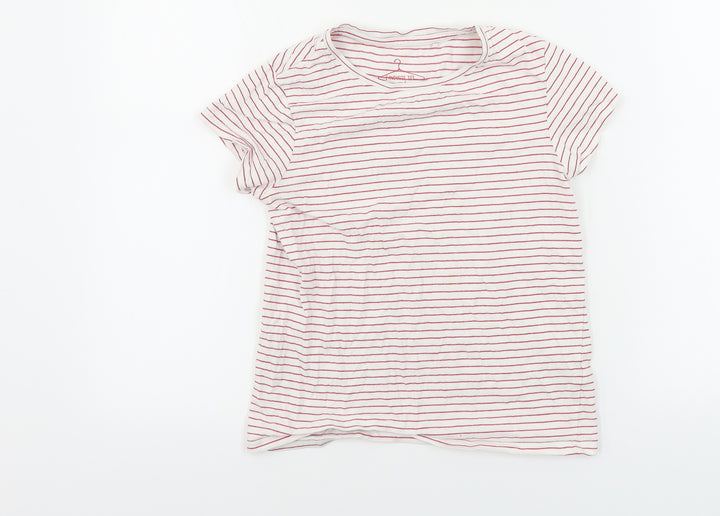NEXT Girls White Striped Basic T-Shirt Size 10 Years