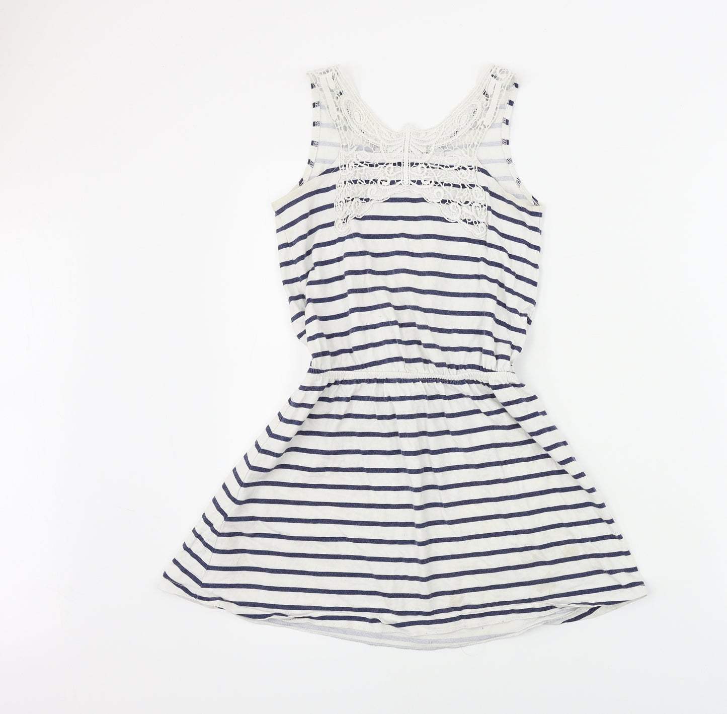 H&M  Girls White Striped  A-Line  Size 9-10 Years