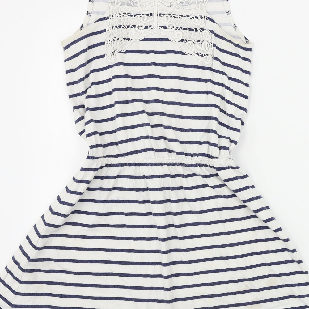 H&M  Girls White Striped  A-Line  Size 9-10 Years