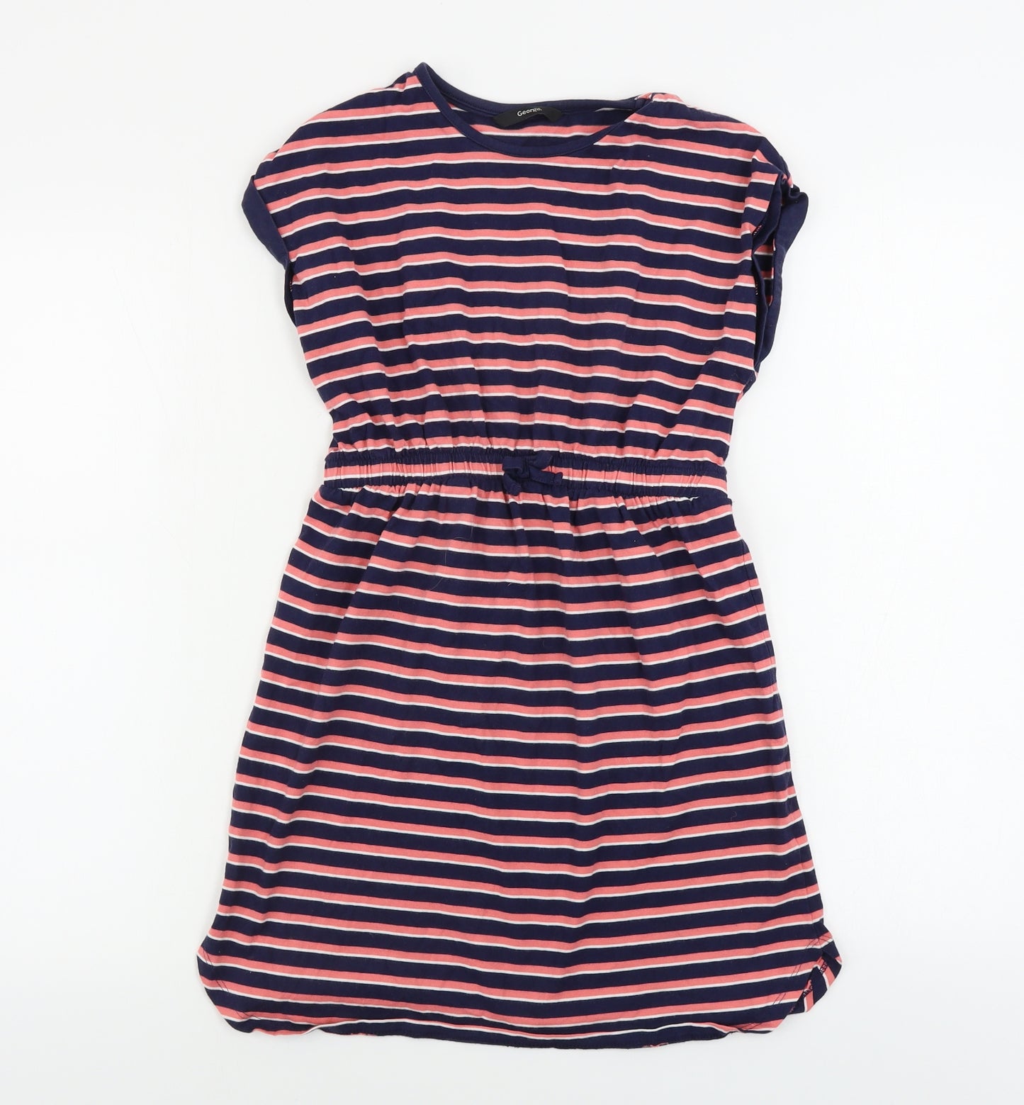 George  Girls Pink Striped  A-Line  Size 10-11 Years